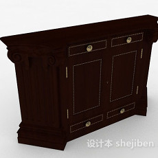 棕色木质厅柜3d模型下载