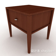 棕色木质简约床头柜3d模型下载