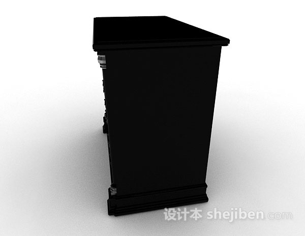设计本黑色木质厅柜3d模型下载