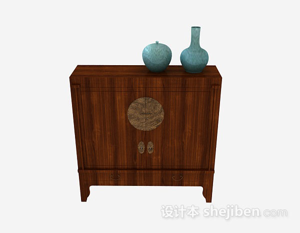 中式风格中式木质厅柜3d模型下载