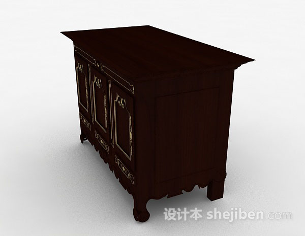 免费欧式复古木质厅柜3d模型下载