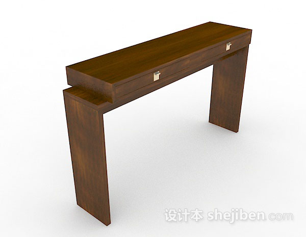 棕色木质个性书桌3d模型下载