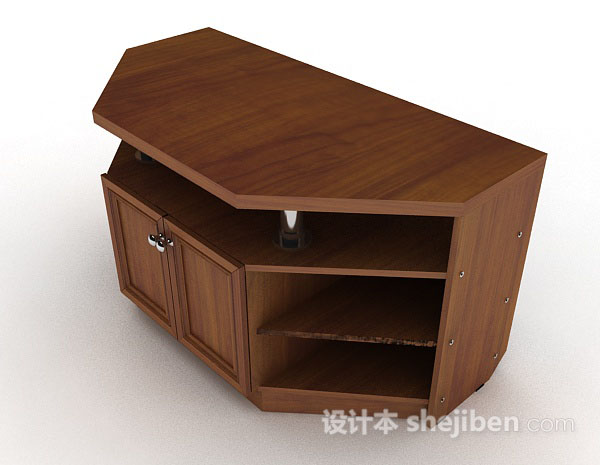 现代风格简约个性棕色木质厅柜3d模型下载