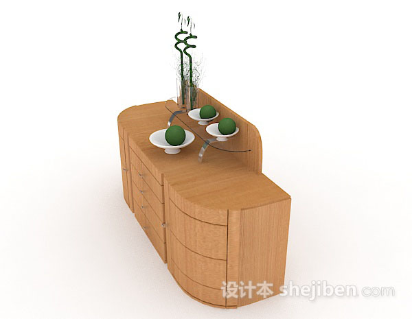 设计本木质黄色厅柜3d模型下载