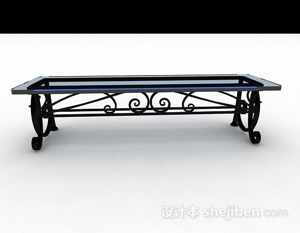 现代风格黑色铁艺餐桌3d模型下载