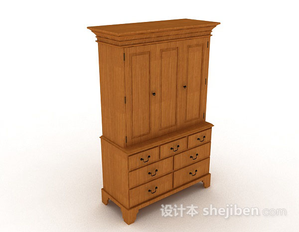 木质棕色衣柜3d模型下载