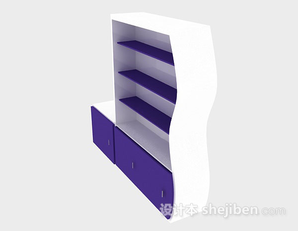 免费紫色书柜3d模型下载