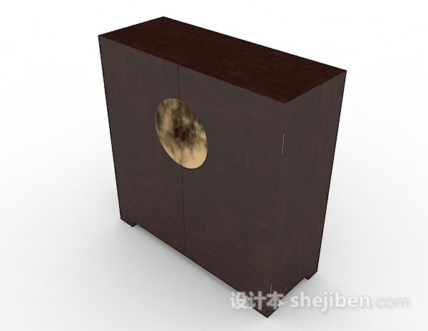免费中式木质棕色衣柜3d模型下载