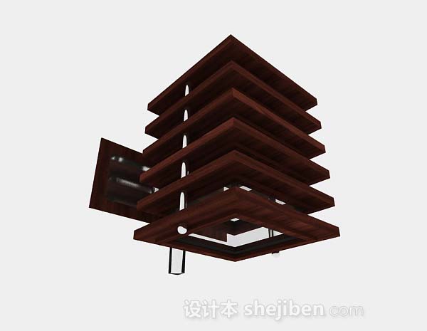 现代风格个性木质吊灯3d模型下载
