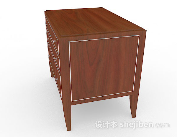 免费木质棕色床头柜3d模型下载