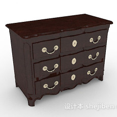 中式复古木质厅柜3d模型下载