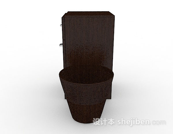 设计本木质棕色储物柜3d模型下载