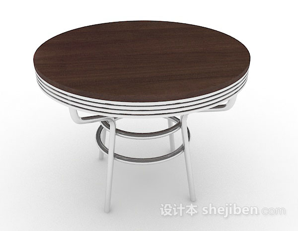 免费木质圆形餐桌3d模型下载