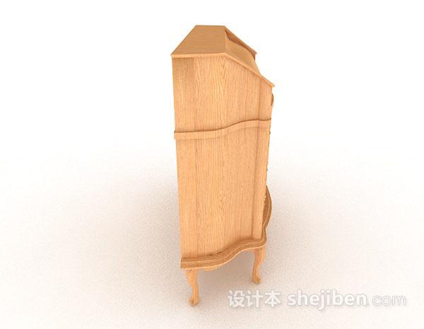 设计本欧式黄色木质床头柜3d模型下载