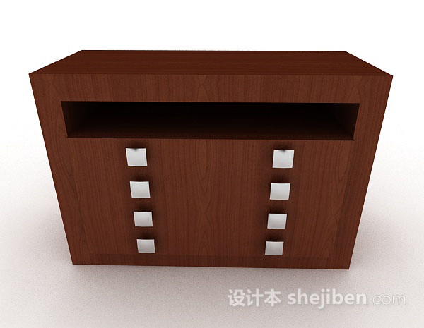 现代风格棕色木质玄关柜3d模型下载