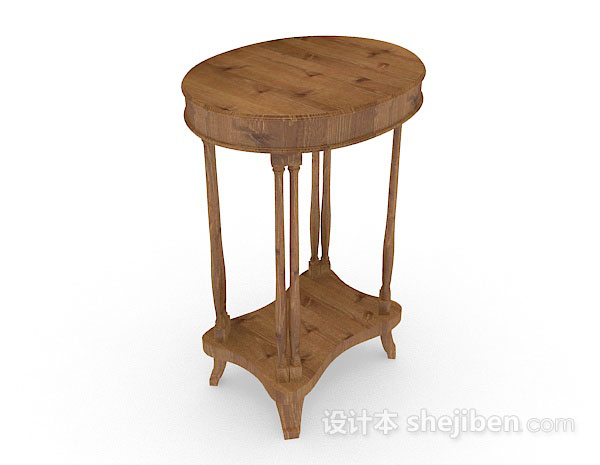 设计本黄棕色木质圆餐桌3d模型下载
