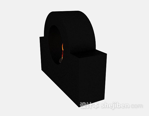 免费黑色简约个性壁炉3d模型下载