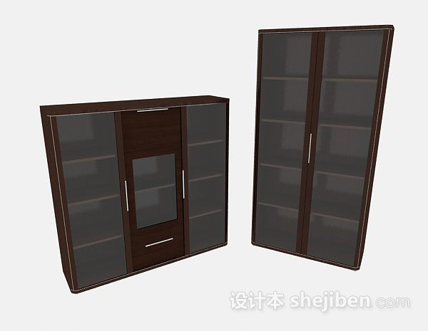现代风格木质棕色展示柜3d模型下载