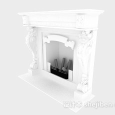 白色壁炉3d模型下载