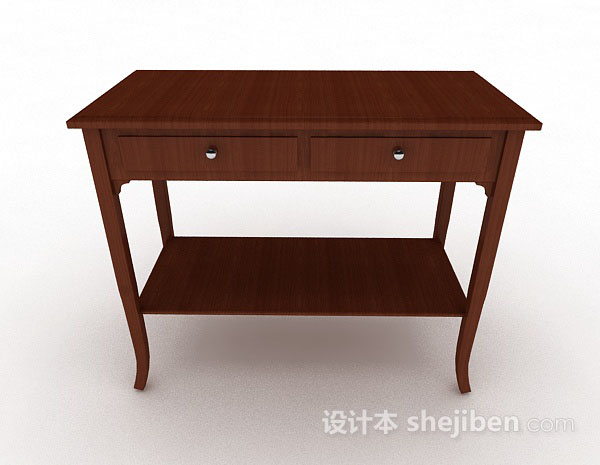 现代风格棕色木质书桌3d模型下载