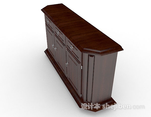 设计本木质棕色厅柜3d模型下载