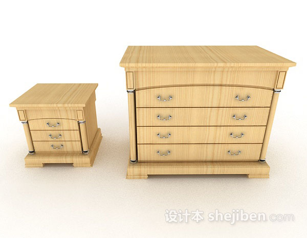 现代风格黄色木质储物柜3d模型下载
