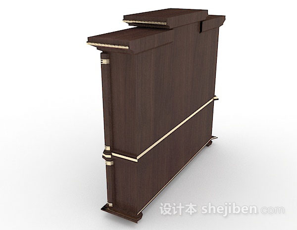 设计本中式木质棕色展示柜3d模型下载