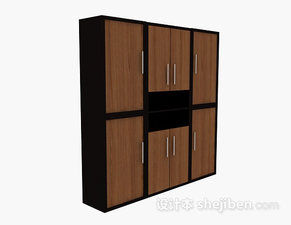 免费棕色木质衣柜3d模型下载