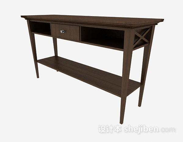 深棕色木质书桌