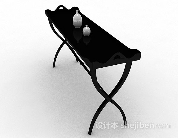 设计本黑色简约书桌3d模型下载