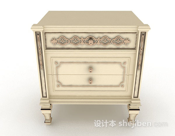欧式风格欧式木质黄色床头柜3d模型下载