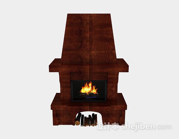现代风格棕色木质壁炉3d模型下载
