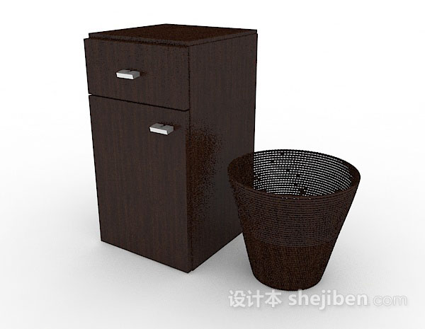 现代风格木质棕色储物柜3d模型下载