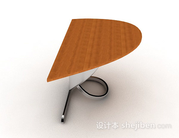 现代风格木质简约半圆书桌3d模型下载