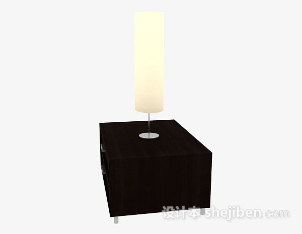 设计本棕色简约木质床头柜3d模型下载