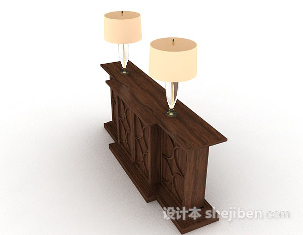 设计本棕色木质厅柜3d模型下载