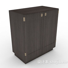 中式木质棕色衣柜3d模型下载
