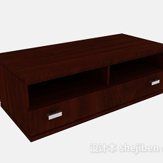 棕色木质简约电视柜3d模型下载