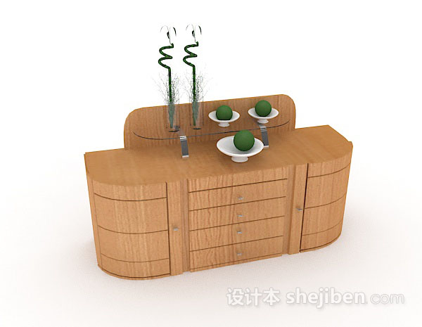 现代风格木质黄色厅柜3d模型下载