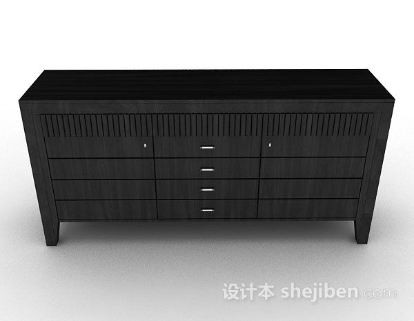 现代风格黑色木质电视柜3d模型下载