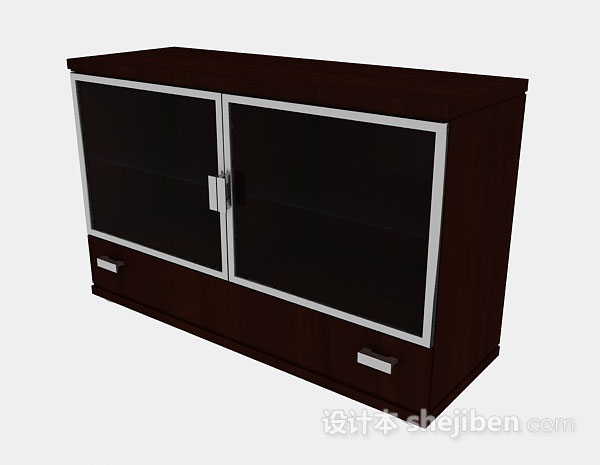 现代风格棕色木质储物柜3d模型下载
