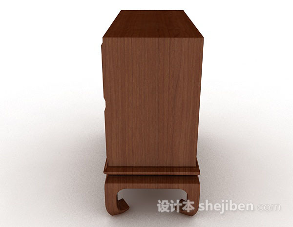 设计本复古木质棕色厅柜3d模型下载