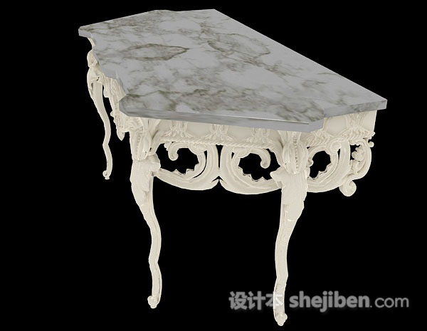 设计本欧式石材餐桌3d模型下载