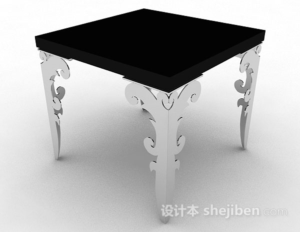 设计本黑色餐桌3d模型下载