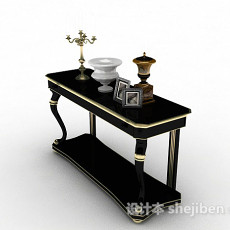 黑色木质装饰摆设桌3d模型下载