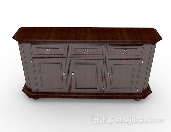 现代风格木质棕色厅柜3d模型下载