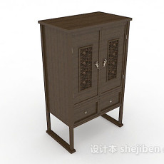 中式木质衣柜3d模型下载