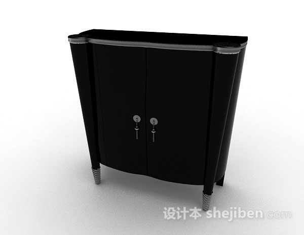 现代风格黑色木质简约玄关柜3d模型下载