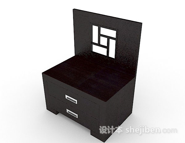 现代风格深棕色木质床头柜3d模型下载