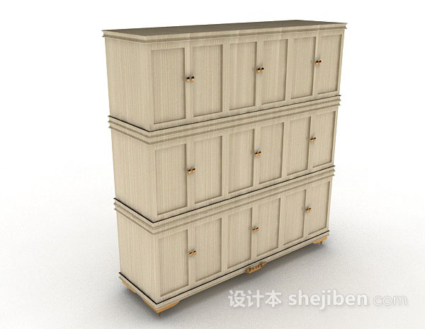 千棕色木质衣柜3d模型下载